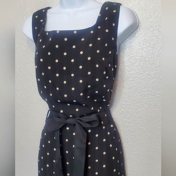 Studio I Black Polka Dot Jackie O Belted Sheath Midi Dress Size 18 XL Retro - Picture 3 of 8